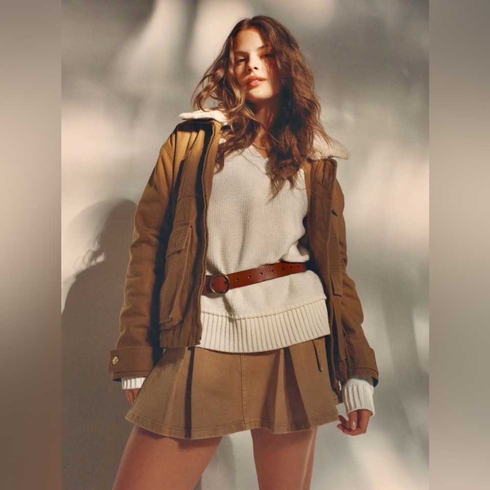 American Eagle Outfitters Tan Bomber Jacket